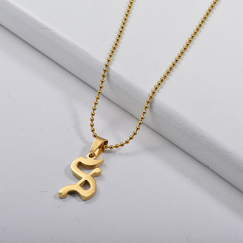 Vintage Gold Gothic Initial Letter S Pendant Necklace For Girlfriend
