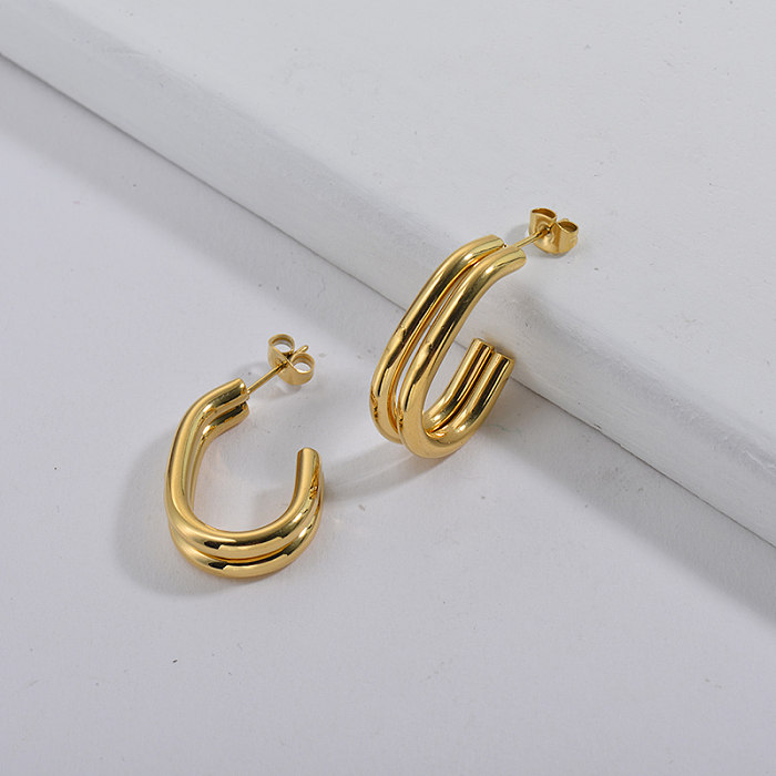 Vergoldeter französischer eleganter lässiger Ohrring aus rostfreiem Stahl