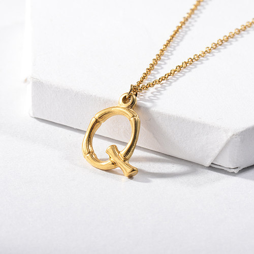 Vintage Gold Plated Letter Q Initial Necklace