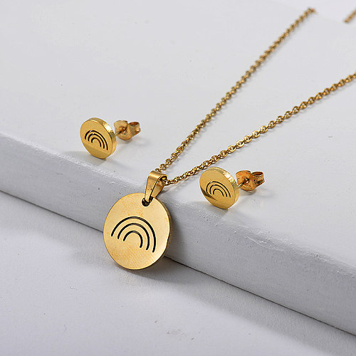 Stainless Steel Gold Plated Simple Round Set