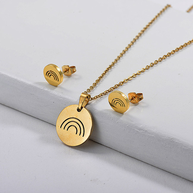 Stainless Steel Gold Plated Simple Round Set