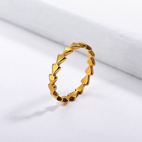 Wholesale Stainless Steel Famous Brand Gold Geometry Bridal Ring