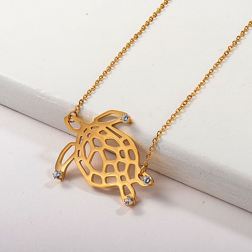 Gold Sea turtle Pendant Necklace Animal Jewelry