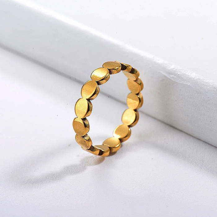 Stainless Steel Fashion Gold Plated Simple Bead Promise Rings Cheap