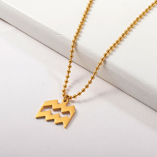 Collier de zodiaque avec pendentif Constellation du Verseau en or simple pour les filles