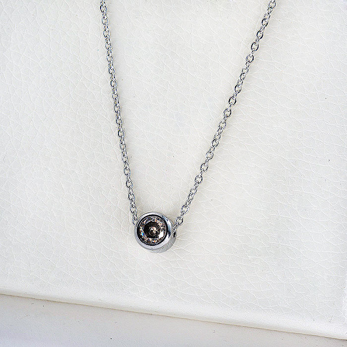 Simple Silver One Piece Zircon Charm Necklace For Women