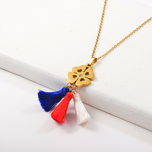 Modifique la flor del oro para requisitos particulares con el collar pendiente de la borla de la bandera nacional de Francia
