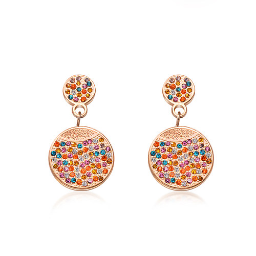 Rose Gold Plated Jewelry Siemple Design Stainless Steel Multicolor Drop Earrings