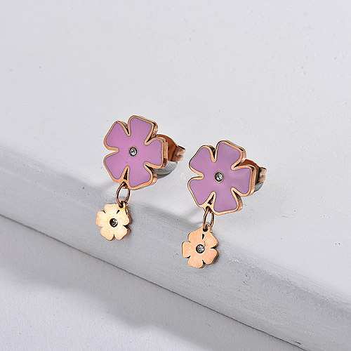 Stainless Steel Jewelry Cute Style Flower Earrings