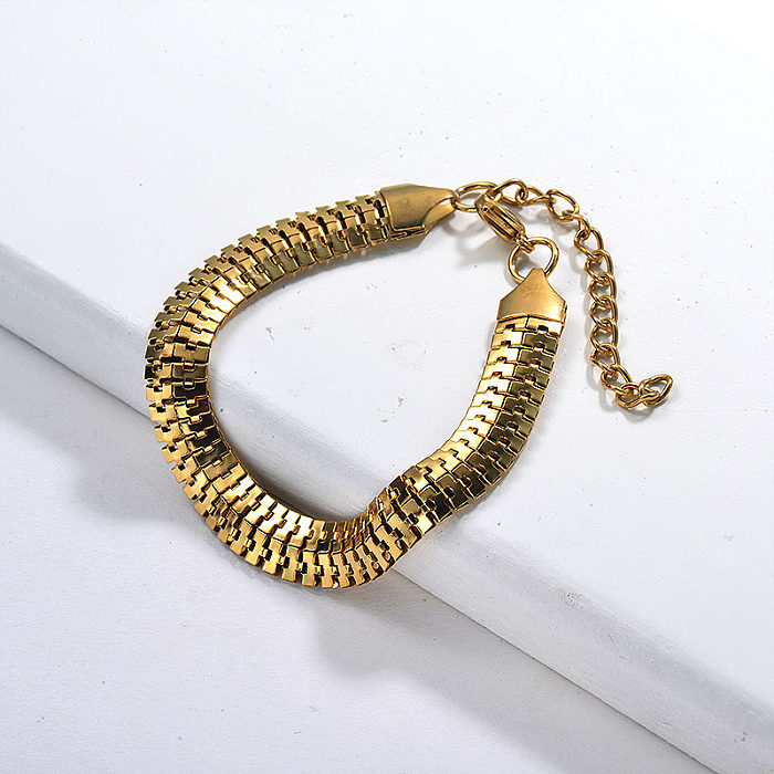 Pulsera de cadena de acero inoxidable de hueso de serpiente de personalidad fina de Hiphop de oro joyería de venta caliente