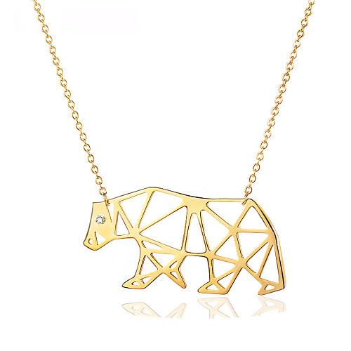 Collar con colgante de animal de oso polar hueco de oro de diseño sepcial
