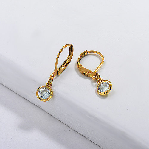 Gold Plated Jewelry Siemple Design Stainless Steel  Crystal Earrings