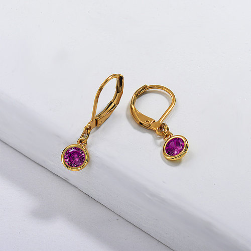 Gold Plated Jewelry  Stainless Steel Red Crystal Earrings