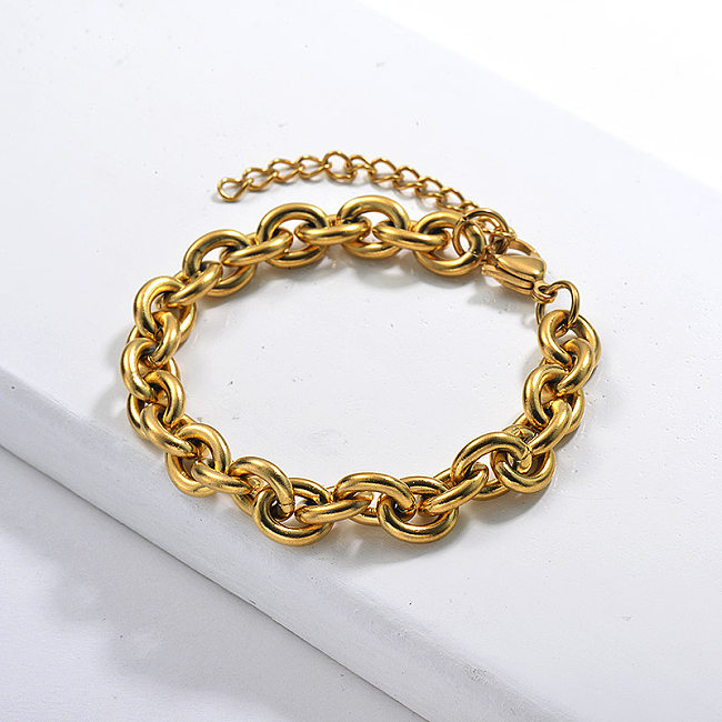 Nuevo diseño de acero inoxidable para hombres y mujeres brazalete de cadena chapado en oro pulsera de cadena de ancla grande
