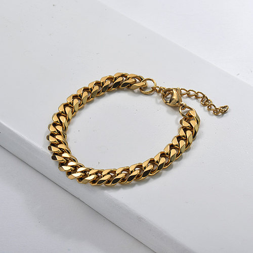 Gold Plated Stainless Steel Cuban LInk Chain Bracelet