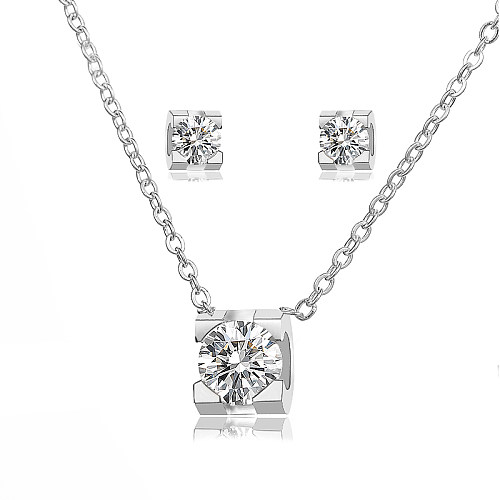 Einfache Zirkon Diamant Halskette Sets