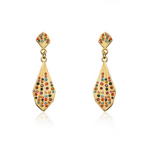 Gold Plated Jewelry Design Fashion Stainless Steel Multicolor Earrings