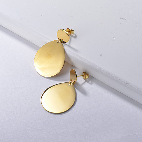 Gold Plated High Polished Mirror Statement Earrings