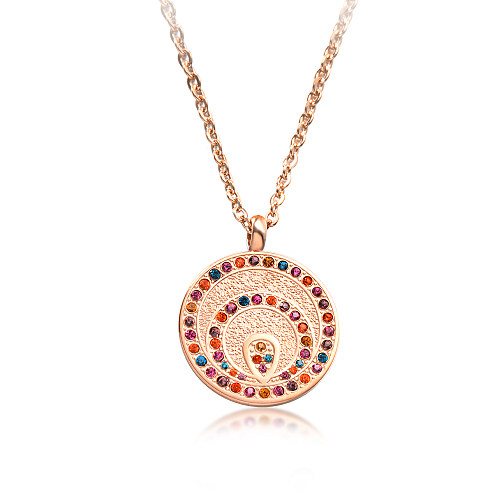 Collar de oro rosa con diamantes de colores de estilo de moda