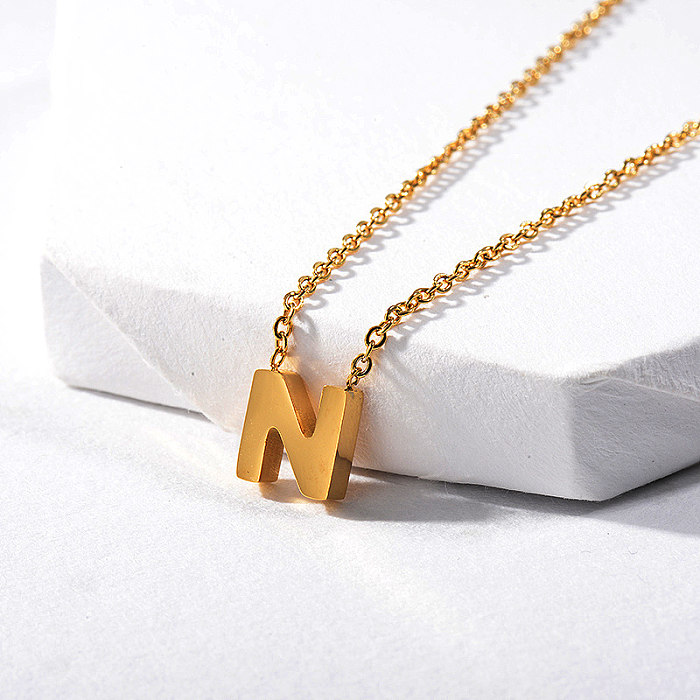 Mode vergoldete Letter N Charm Halskette