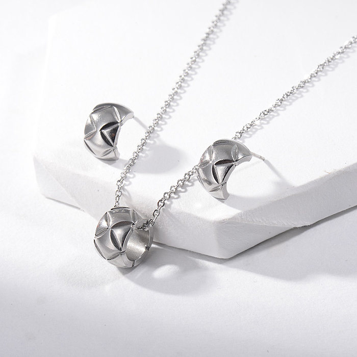 Pendientes de collar de plata de moda de acero inoxidable Conjuntos de joyas  para niñas pequeñas - Jewenoir