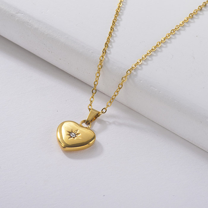 gold necklace Little Star Diamond Heart Pendant