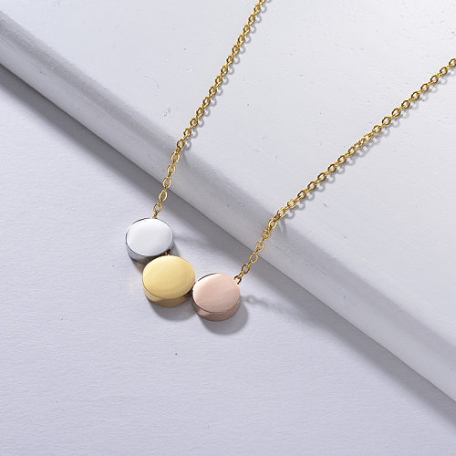 colliers pour femmes or Trois couleurs Trois pendentifs