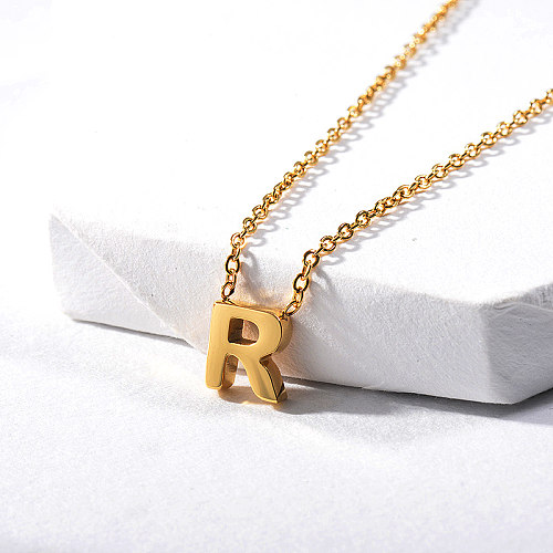 Dainty Customize Gold Letter R Charm Necklace For Women