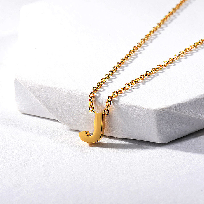 Günstige vergoldete Letter J Charm Halskette für Frauen