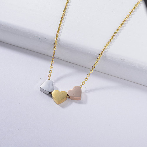 ladies necklace trendy style Three heart pendants