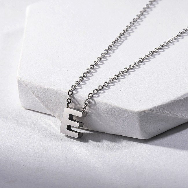 Birthday Gift Silver Letter E Charm Necklace For Girlfriend