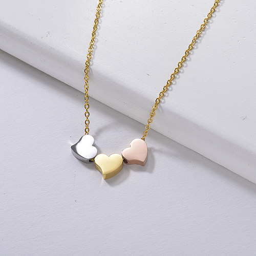 Goldkette Design für Mädchen Drei Herzen Halskette