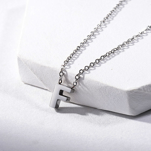 Elegant Silver Letter F Charm Necklace Gift Jewelry