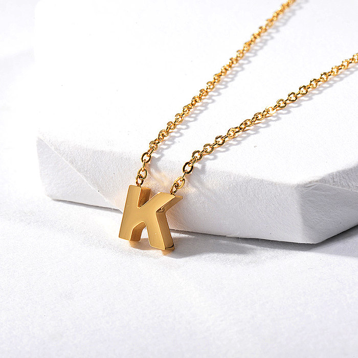 Customize Gold Letter K Charm Necklace For Ladies