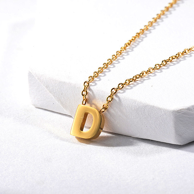 Günstige Gold Letter D Charm Halskette für Frauen