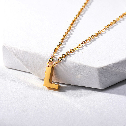 Dainty Gold Plated Letter L Charm Necklace For Women