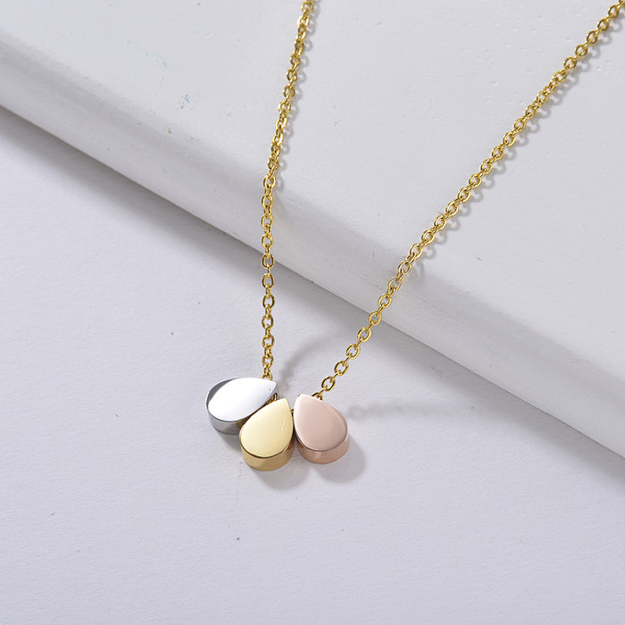 simple gold necklace Three small water point pendants
