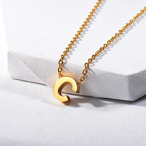 Gold Plated Letter C Charm Necklace For Birthday Gift