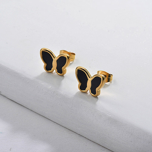 Gold Plated Jewelry Design Fashion Stainless Steel Butterfly Earrings