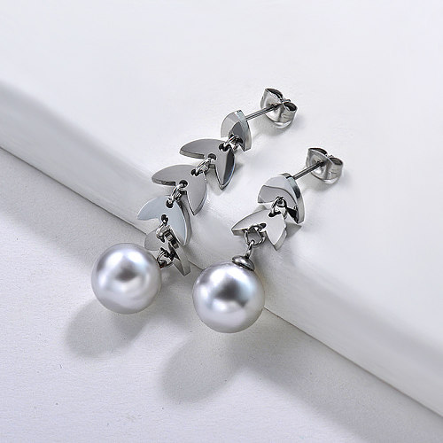 Boucles d'oreilles perles en acier inoxydable -SSEGG143-9128