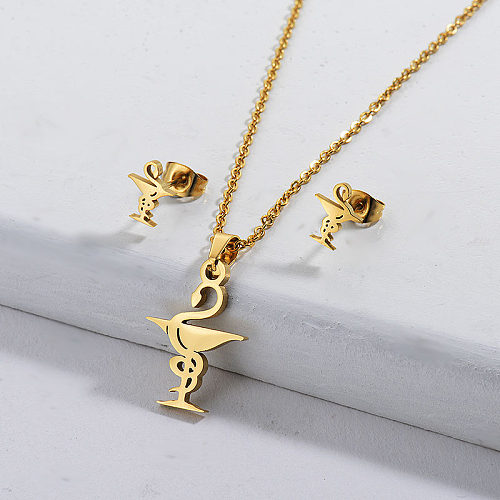 Conjuntos de joyas de collar con símbolo de carrera de oro