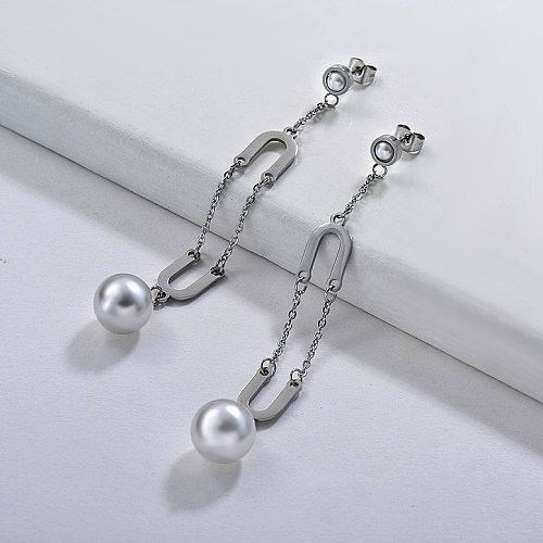 Pearl Earrings in Stainless Steel -SSEGG143-9305