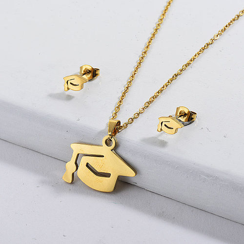 Conjuntos de joyas de collar con símbolo de carrera de oro