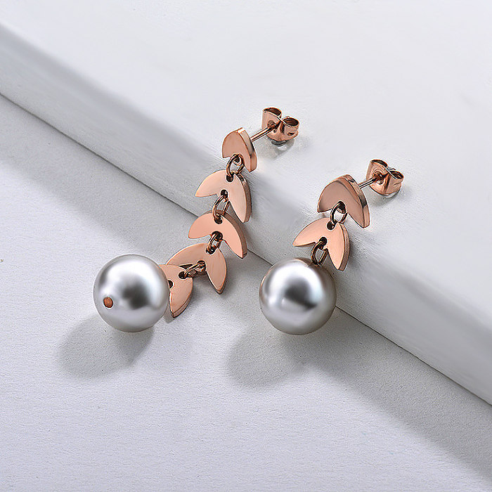 Boucles d'oreilles perles en acier inoxydable -SSEGG143-9127