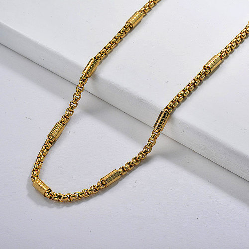 62CM Gold Stainless Steel Mixed Link Chain Statement Necklace