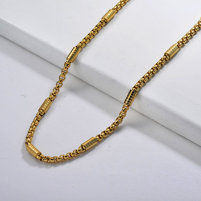 US$ 2.63 - 62CM Gold Stainless Steel Mixed Link Chain Statement ...