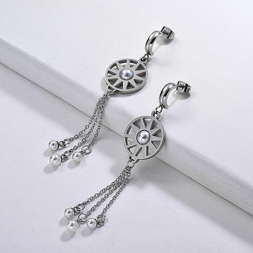 Silver Stainless Steel Jewelry Simple Style Tassel Earrings
