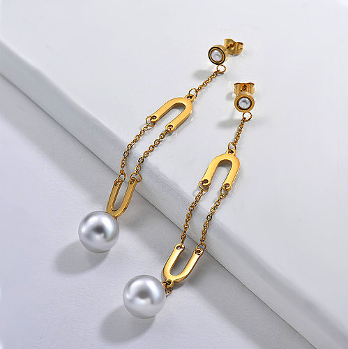 Pearl Earrings in Stainless Steel -SSEGG143-9310