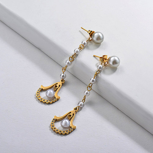Boucles d'oreilles perles en acier inoxydable -SSEGG143-9315