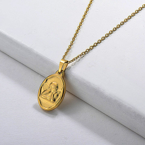 Wholesale Gold Angle Round Pendant Necklace For Women